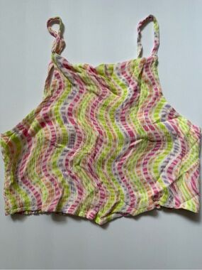 Zara Girls Multicolor Smocked Crop Tank Top Size 11-12 152 Rainbow Crinkle